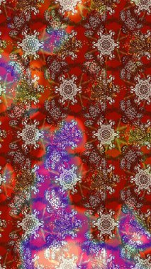 Kahverengi ve kırmızı çiçekli eskiz deseni, suluboya çiçek deseni, sevimli çiçek, duvar kağıdı, kart veya kumaş için fayanslı. Raster - stok.