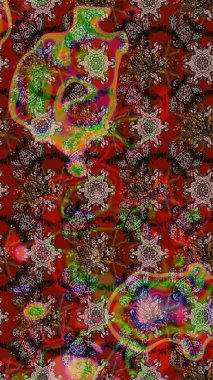 Küçük çiçekteki sevimli çiçek deseni. Kahverengi ve kırmızı renkte çiçekler.