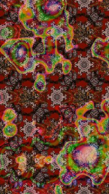 Chichi 'nin kumaş kalıbını çiz. Raster illüstrasyonu. Renkli Bahar Teması eskiz kalıbı. Düz Çiçek Elementleri Tasarımı. Çiçek deseni.