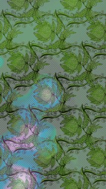 Düz Çiçek Elementleri Tasarımı. Çiçeksel fantezi tasarımı ve parlak bir arka plan çizimi. Renkli Bahar Teması çizim şablonu.