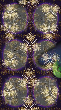 Düz Çiçek Elementleri Tasarımı. Raster illüstrasyonu. Asya tekstil tarzında. Renkli Bahar Temalı Kusursuz Arkaplan. Güzel kumaş deseni. Kusursuz çiçek deseni.