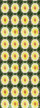 Cute floral pattern in the small flower. Abstract sketch pattern on green and yellow colors with bright flowers. Elegant raster texture with floral elements.
