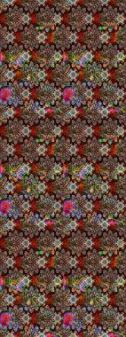 Kahverengi ve siyah renkli çiçekler. Raster illüstrasyonu. El çizimi çiçekli soyut çizim deseni.