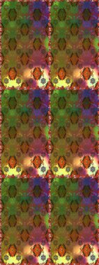 Düz Çiçek Elementleri Tasarımı. Raster illüstrasyonunda kusursuz çiçek deseni. Renkli Yaz Temalı Kusursuz Arkaplan. Kahverengi ve yeşil renkte çiçekler.