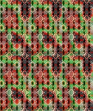 Çiçekler. Soyut etnik raster çizim kalıbı. Vadinin çiçekleri kahverengi ve yeşil renklerde.