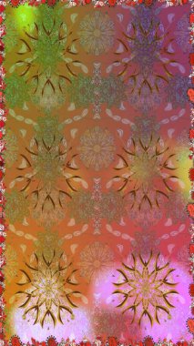 Raster illüstrasyonunda kusursuz çiçek deseni. Suluboya tarzında kahverengi renkte çiçekler.