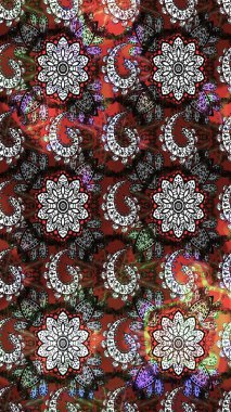 Moda arka planında parlak buketler. Eski usul küçük çiçekli şirin bir eskiz deseni. Raster illüstrasyonu. Kumaş, duvar kâğıdı ve kağıda yazdırmak için gelişen arkaplan.