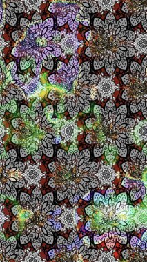 Raster illüstrasyonu. Güzel kumaş deseni. Bahar çiçekli güzel bir çiçek deseni..