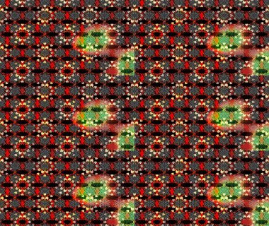 Raster çiçek desenleri çiziyor. Vadinin çiçekleri siyah ve kırmızı renklerde.