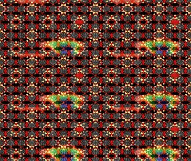 Üzerinde gelincikler ve vadi zambakları olan renkli çiçek desenli nakış deseni. Tekstil tasarımı için siyah ve kırmızı renkli geleneksel halk çiçekleri buketi.