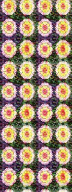 Flat Flower Elements Design. Cute flower raster pattern. Sketch Colour Spring Theme sketch pattern Background. Flowers on yellow and green colors.