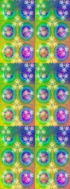 Küçük çiçekteki sevimli çiçek deseni. Raster illüstrasyonu. Yeşil ve mavi renkte çiçekler.