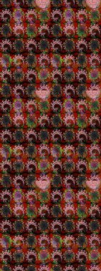 Taslak dekoratif arka plan, çiçek mandala. Raster illüstrasyonu. Kahverengi ve siyah renklerde. Çiçek..