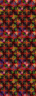 Küçük renkli çiçekler. Küçük çiçekte güzel bir desen. Kahverengi ve siyah çiçekli bahar çiçekleri. Moda baskıları için zarif bir şablon. Motley illüstrasyonu.