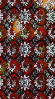 Raster düz çiçek çizim deseni. Hediye ambalaj kağıdı, tebrik kartları, posterler ve pankart tasarımı. Gri ve kırmızı renkte çiçekler.