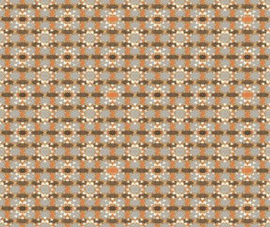 Patlayan çiçekler soyut olarak yerleştirilmiş. Raster deseni. Bej ve kahverengi renklerde bahar çiçekleri. Raster illüstrasyonu.