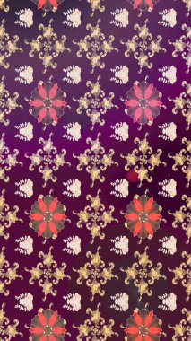 Mor ve bej renkli çiçekler. Kusursuz. Raster illüstrasyonu. Şirin çiçek elementleri..