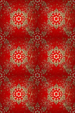 Geleneksel klasik raster altın pürüzsüz desen. Siyah ve kahverengi renklerde altın elementler. Barok tarzında kusursuz bir doğulu süsü..