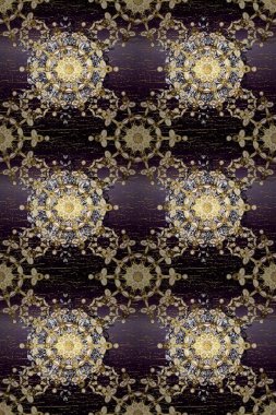 Barok tarzında kusursuz bir doğulu süsü. Geleneksel klasik raster altın pürüzsüz desen. Siyah ve kahverengi renklerdeki altın elementler.