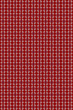 Çiçekli kusursuz retro desen. Düz Çiçek Elementleri Tasarımı. Çiçekler kırmızı, kahverengi ve gri renklerde. Renkli Yaz Temalı Kusursuz Arkaplan.