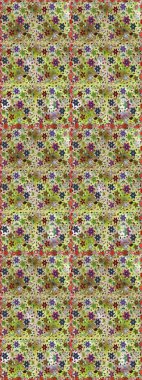 Renkli Bahar Temalı Kusursuz Arkaplan. Çiçekli, kusursuz bir arkaplan. Düz Çiçek Elementleri Tasarımı. Çocuk stili.