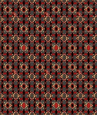 Parlak çiçekli kolaj çiçekleri siyah ve kırmızı. Çiçekli zambakların eskiz geçmişi. Çiçek tasarımı için inanılmaz kolaj cennet tarzı..