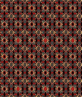 Raster illüstrasyonundaki çiçek desenli çizim. Siyah ve kırmızı renkte çiçekler. Renkli Bahar Teması eskiz kalıbı. Düz Çiçek Elementleri Tasarımı.