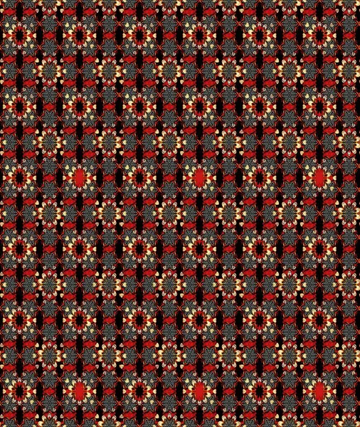 Siyah ve kırmızı renklere karalamalar çizilmiş çiçek deseni. Raster illüstrasyonu.