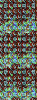 Mavi ve yeşil renkte etnik çiçeklerle süslenmiş zarif bir eskiz şekli. Asya Tekstil 'inde Raster Çiçek İllüstrasyonu.