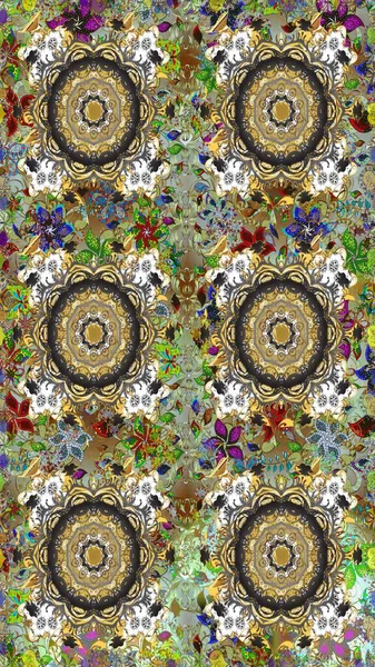 Süslü kumaş deseni. Raster deseni. Çiçekli çiçek deseni, suluboya..