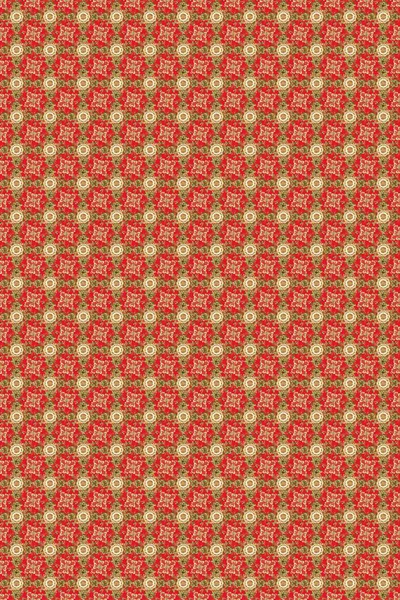 Bej, kırmızı ve kahverengi renklerde altın sarısı elementler. Altın elementlerle bej, kırmızı ve kahverengi renklerde kusursuz klasik desen. Noel, kar tanesi, yeni yıl.