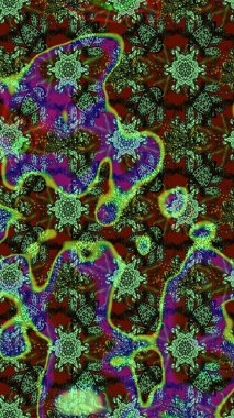 Yeşil ve gri renkli çiçekler. Çiçekli karalama şeklinde Raster çiçek deseni. Yumuşak, bahar çiçekli arka plan.