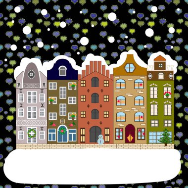 Noel ve Mutlu Yıllar tebrik kartı. Vektör çizimi. Tatil Vektörü illüstrasyonu.