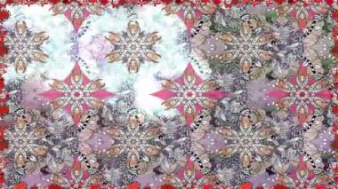 Renkli unsurlarla hareketli arka plan görüntüleri. Çiçekler. Eski model. Bayrak tarzı. Video kaydı. Şablon. Döngü. Kusursuz..