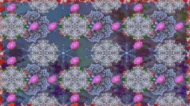 Renkli unsurlarla hareketli arka plan görüntüleri. Çiçekler. Eski model. Bayrak tarzı. Video kaydı. Şablon. Döngü. Kusursuz..