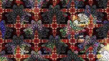 Renkli unsurlarla hareketli arka plan görüntüleri. Çiçekler. Eski model. Bayrak tarzı. Video kaydı. Şablon. Döngü. Kusursuz.. 