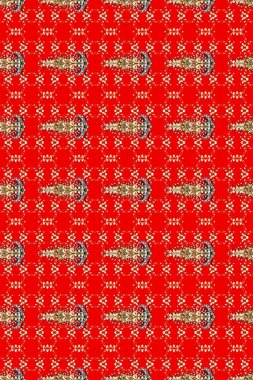 Kına dövmeli süs çiçekleri, altın çıkartmalar, mehndi ve yoga tasarımı, kartlar ve parmak izleri. Turuncu, bej ve kırmızı renkte desenler. Raster altın mehndi kusursuz desen.