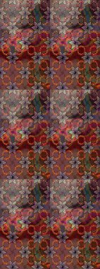 Raster illüstrasyonunda kusursuz çiçek deseni. Kahverengi ve gri renkte çiçekler.