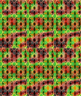 Raster çiçek desenleri çiziyor. Vadinin çiçekleri yeşil ve kahverengi renklerde.