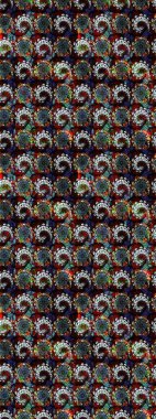 El çizimi çiçek çizimi deseni (fayans). Tekstil için suluboya eskiz deseni. Şirin çiçekli, desenli, siyah ve kahverengi renkli çizim deseni.