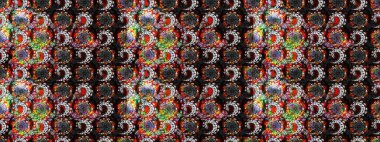 Raster illüstrasyonu. Çiçek duvar kâğıdı. Çiçek arkaplan. Renkli çizim kalıbı. Siyah ve gri renkli şirin tekstil.