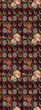 Güzel çiçek deseni. Renkli Bahar Teması eskiz kalıbı. Düz Çiçek Elementleri Tasarımı. Kahverengi ve siyah renkte çiçekler.