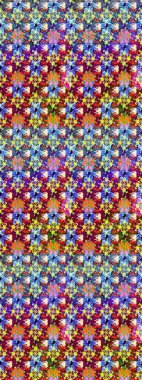 Çok mavi ve kırmızı zarif küçük çiçekler ve mavi ve kırmızı renkli komik böcekler, raster desen, illüstrasyon.