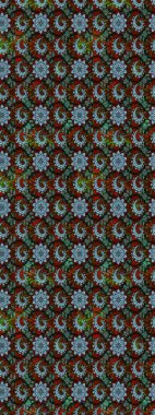 Vadinin mavi ve siyah renkli çiçekleri. Soyut etnik raster çizim kalıbı. Çiçekler..