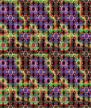 Çiçekler. Soyut etnik raster çizim kalıbı. Vadinin çiçekleri siyah ve kahverengi renklerde.