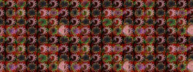 Süslü kumaş deseni. Raster illüstrasyonundaki çiçek desenli çizim. Düz Çiçek Elementleri Tasarımı. Renkli Bahar Teması çizim şablonu.