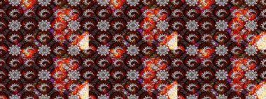 Kahverengi ve siyah renkler üzerine çiçek çizimi. Kahverengi ve siyah renkli çiçekler. Çiçek deseni. Raster illüstrasyonu. Şatafatlı bahar bahçesi dokusu.