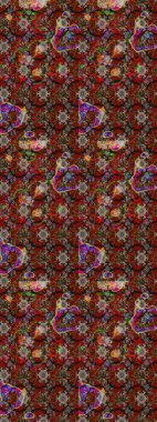 Kahverengi ve kırmızı renkte kahverengi ve kırmızı papatya deseni. Raster illüstrasyonu. Kahverengi ve kırmızı renklerde.