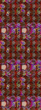 Flowers on brown and red colors. Flat Flower Elements Design. Sketch Floral Pattern in Raster illustration. Colour Spring Theme sketch pattern Background.