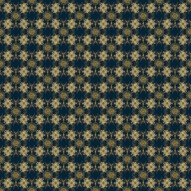 Altın desenli mavi, bej ve gri renklerde altın elementler. Raster oryantal süs. Kusursuz altın desen.